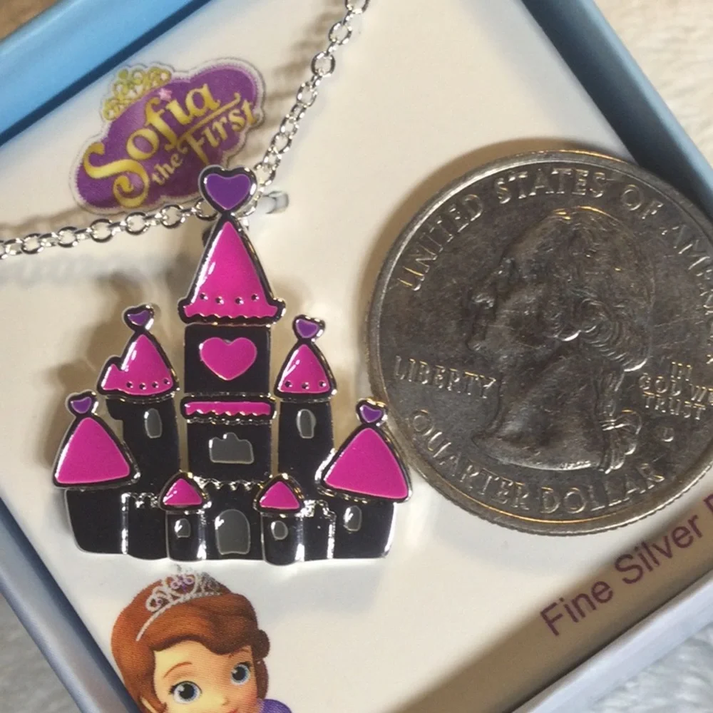 Disney Sophia’s Castle ” Fine Silver Plated Pendant & Necklace